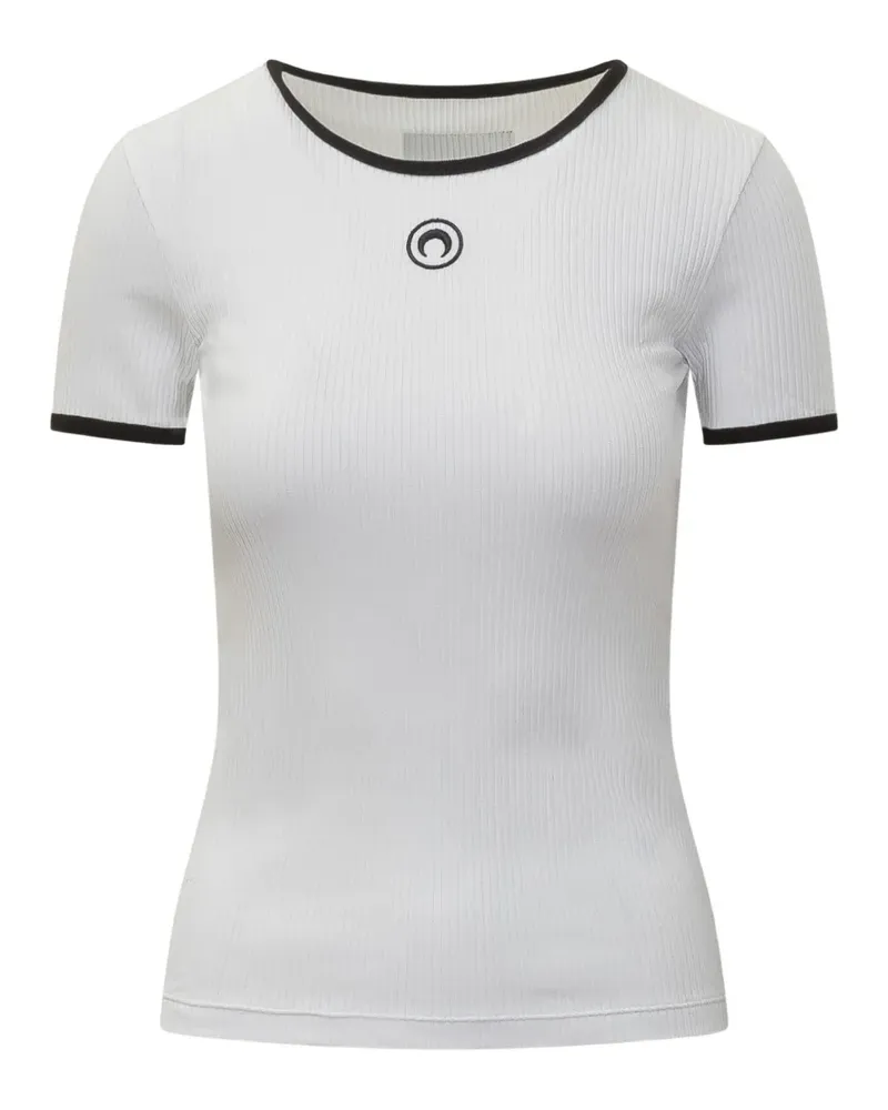 Marine Serre moon ribbed-knit T-shirt - Weiß Weiß