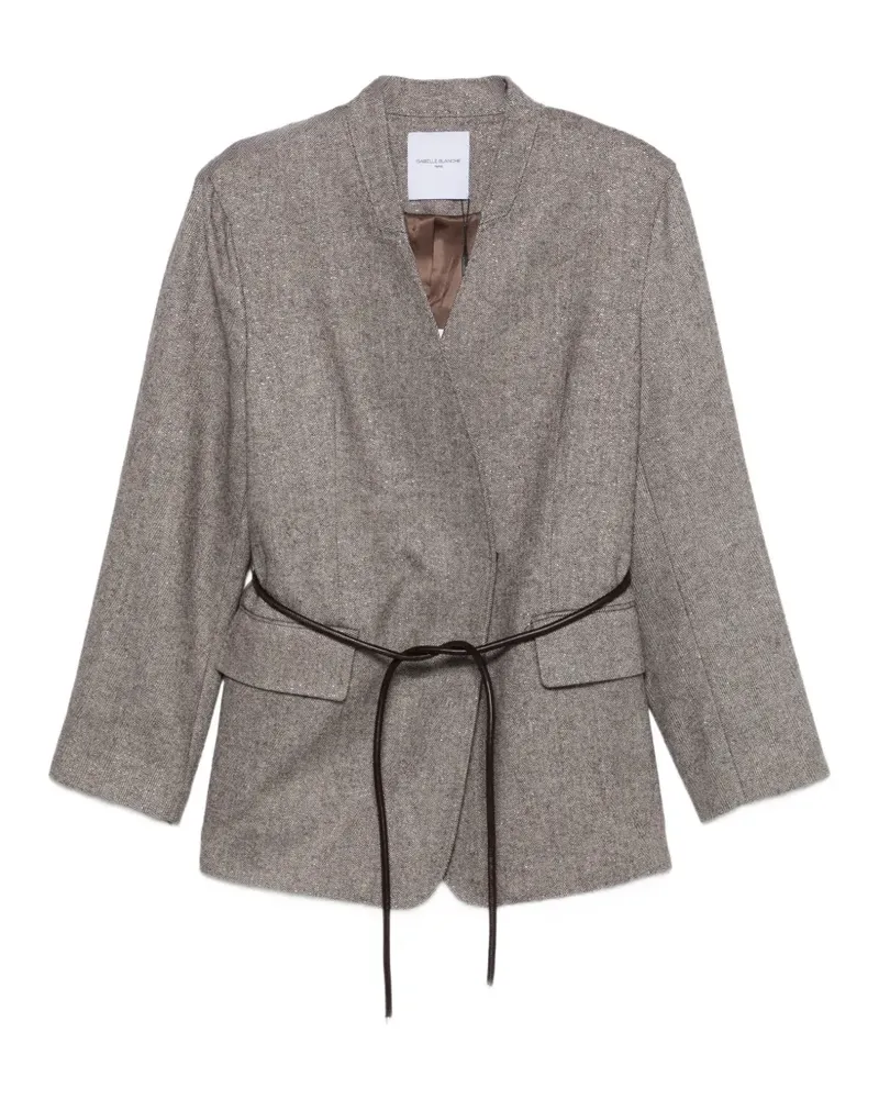 Isabelle Blanche herringbone belted jacket - Braun Braun
