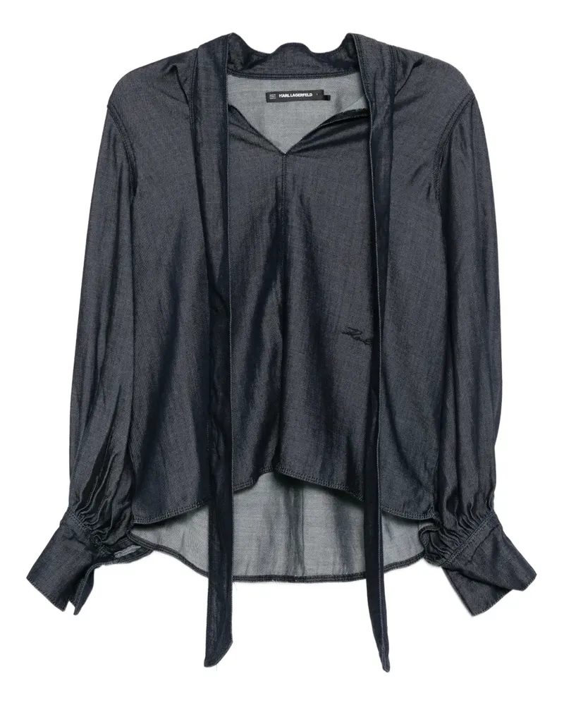Karl Lagerfeld ribbon long-sleeve blouse - Blau Blau
