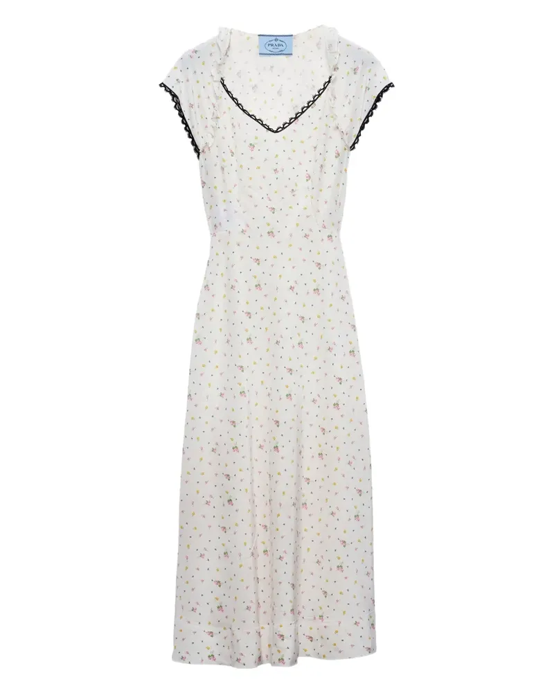 Prada Kleid mit Blumen-Print - Weiß Weiß