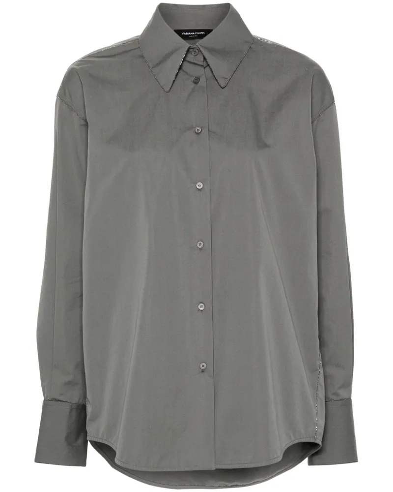 Fabiana Filippi Popeline-Hemd mit Perlendetail - Grau Grau