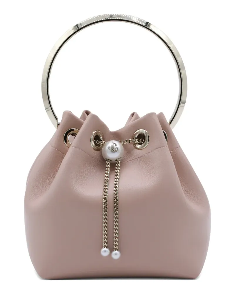 Jimmy Choo Bon Bon ring-handle pearl-charm bucket bag - Rosa Rosa