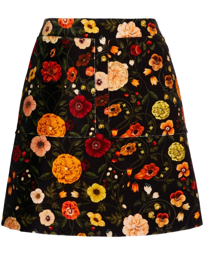La DoubleJ Rock mit Blumen-Print - Schwarz Schwarz