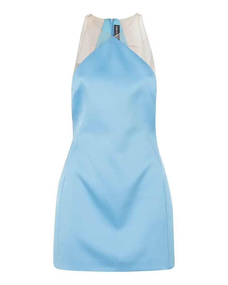 David Koma mesh-panelled satin mini dress - Blau Blau