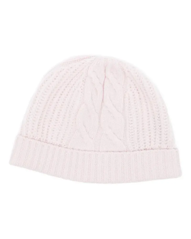 N.Peal Kaschmirbeanie mit Zopfmuster - Rosa Rosa
