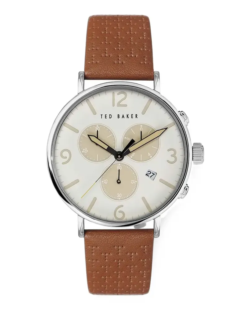 Ted Baker chronograph leather-strap 41mm watch - Nude Nude