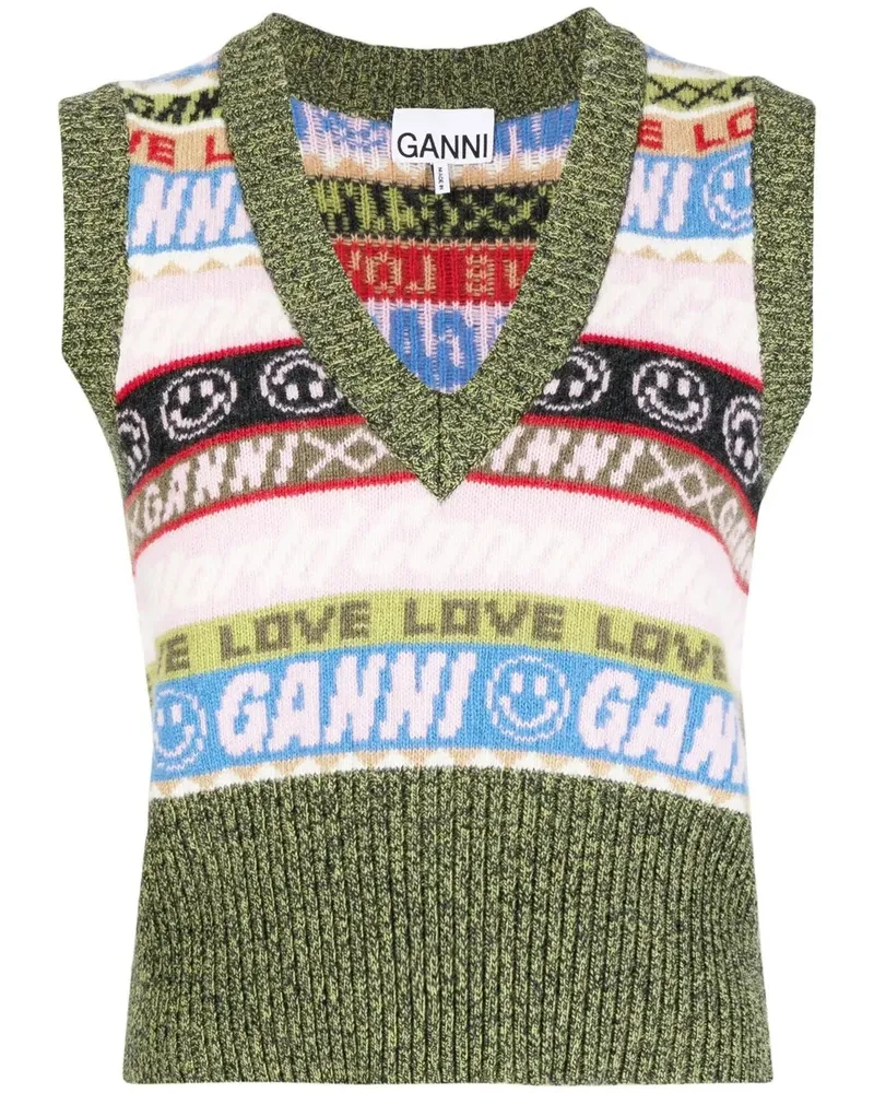 Ganni Top mit grafischem Print - Mehrfarbig Mehrfarbig