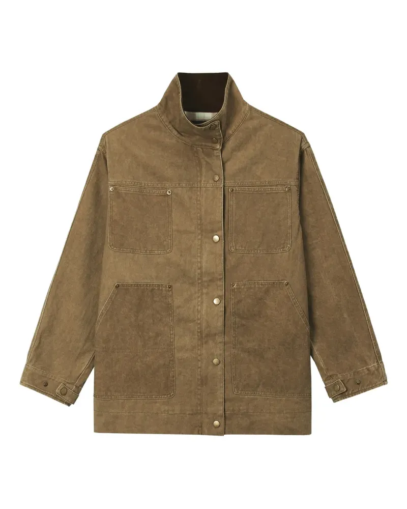 Tout a Coup Stehkragen-Jacke mit Taschen - Braun Braun