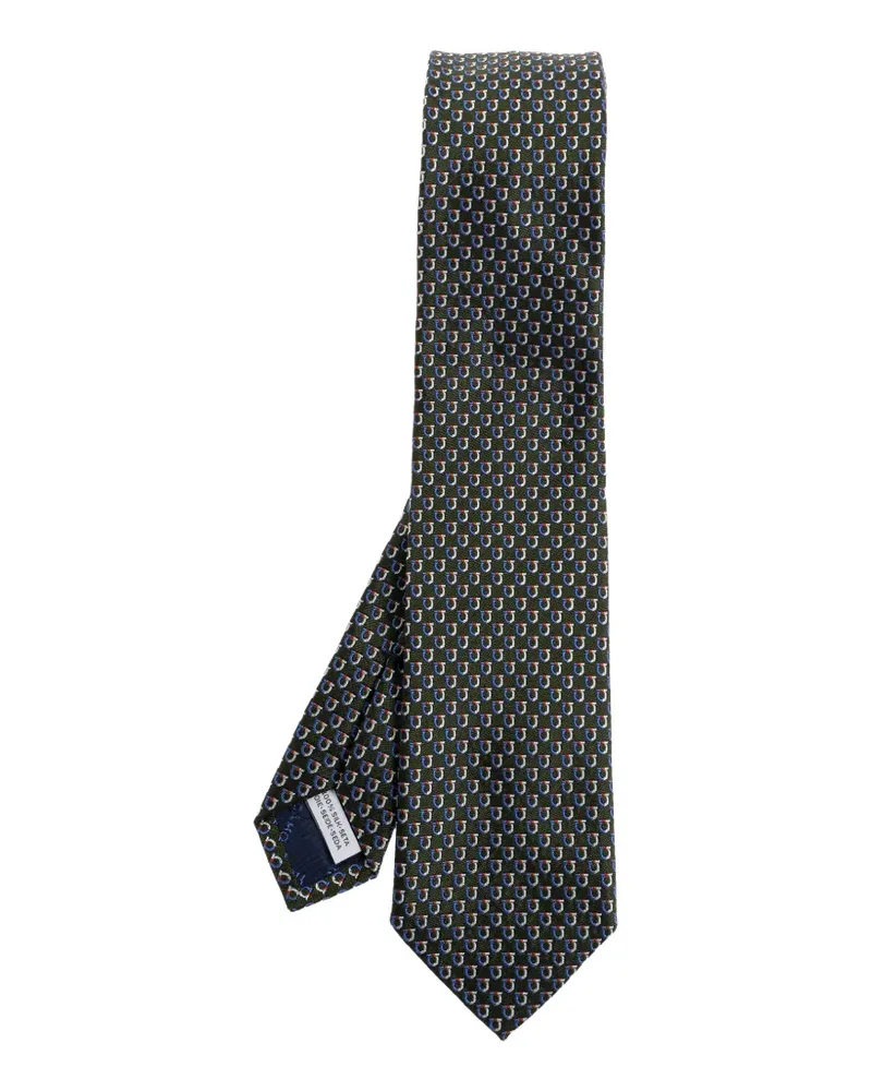 Ferragamo Gancini-pattern silk tie - Grün Grün