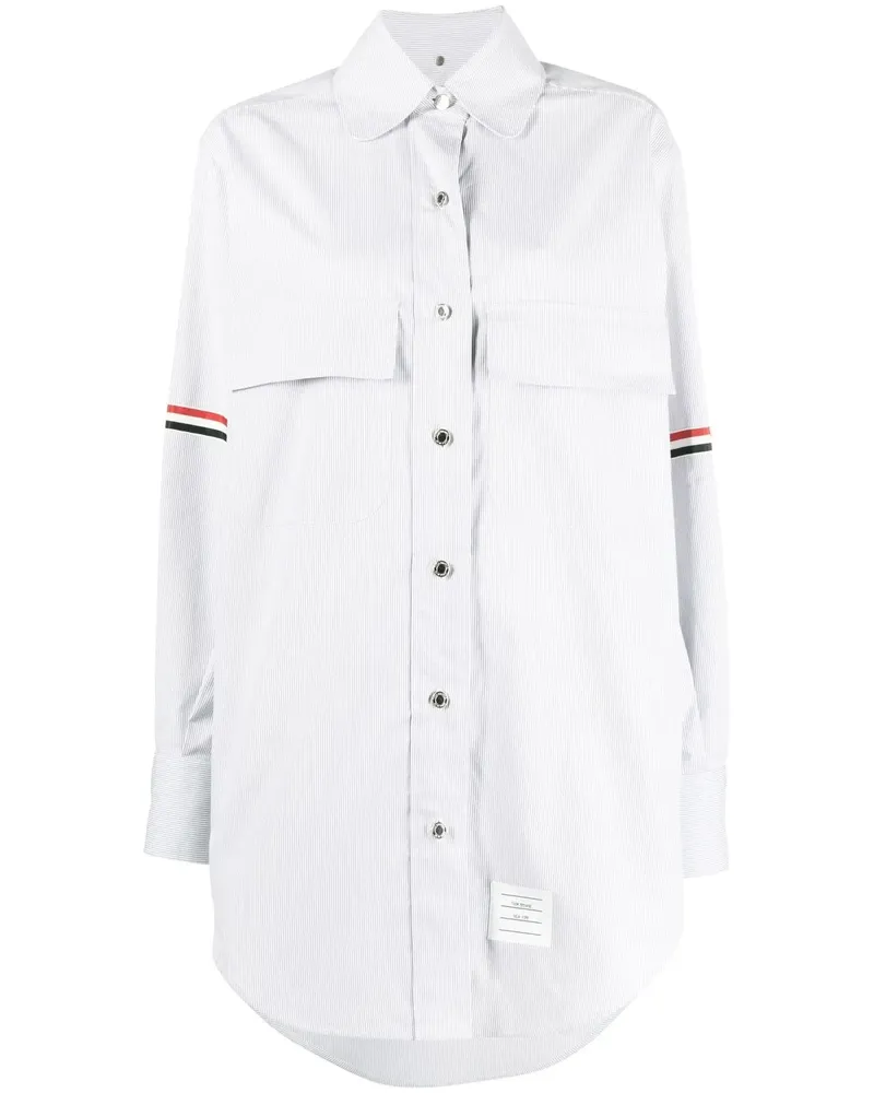 Thom Browne Langes Hemd mit RWB-Streifen - Grau Grau
