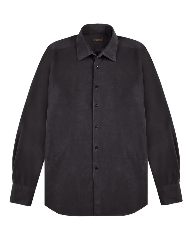 Glanshirt Cordhemd mit Knöpfen - Grau Grau