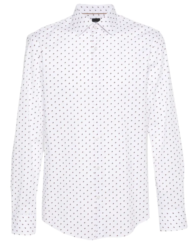 HUGO BOSS Hemd mit geometrischem Print - Weiß Weiß