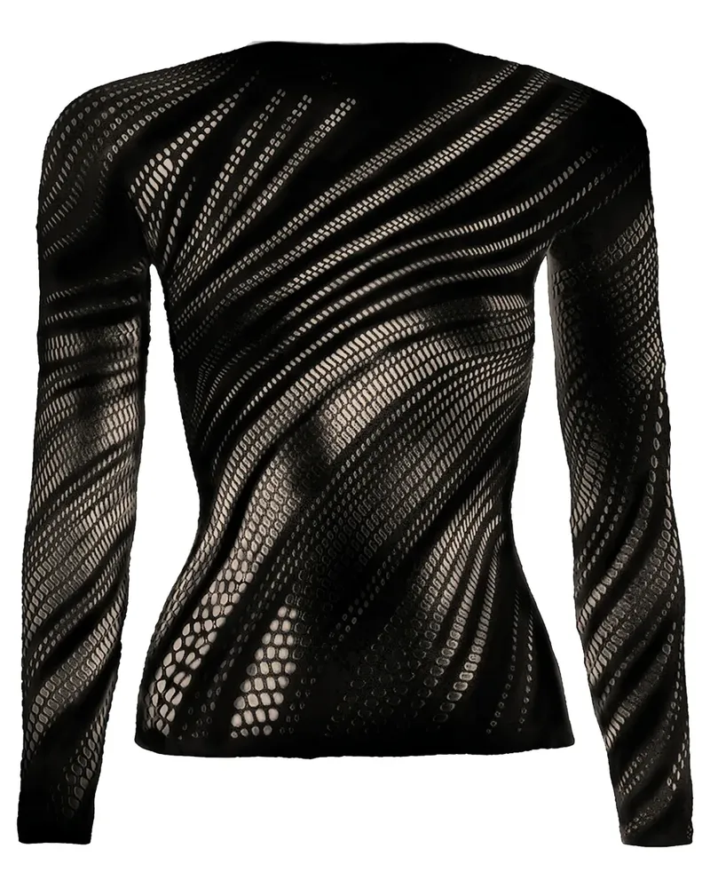 Wolford T-Shirt mit Lochmuster - Schwarz Schwarz