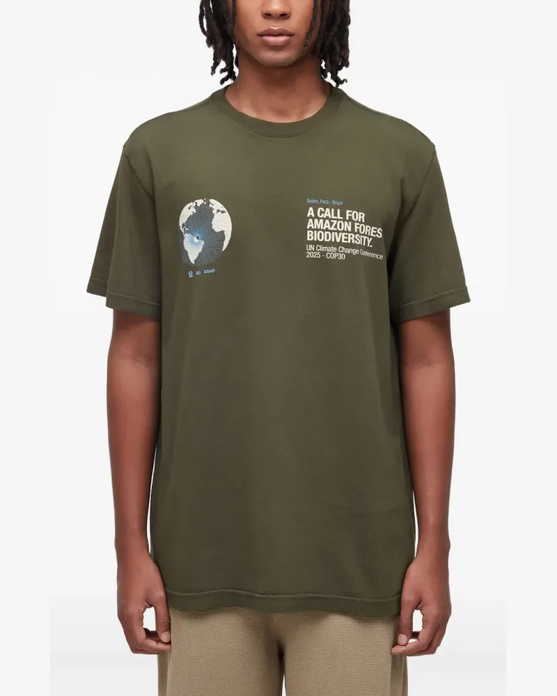 Osklen T-Shirt mit Globus-Print - Grün Grün