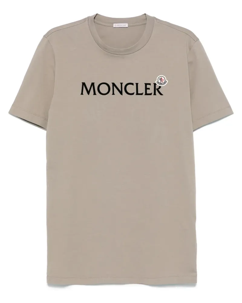 Moncler T-Shirt mit beflocktem Logo - Grau Grau