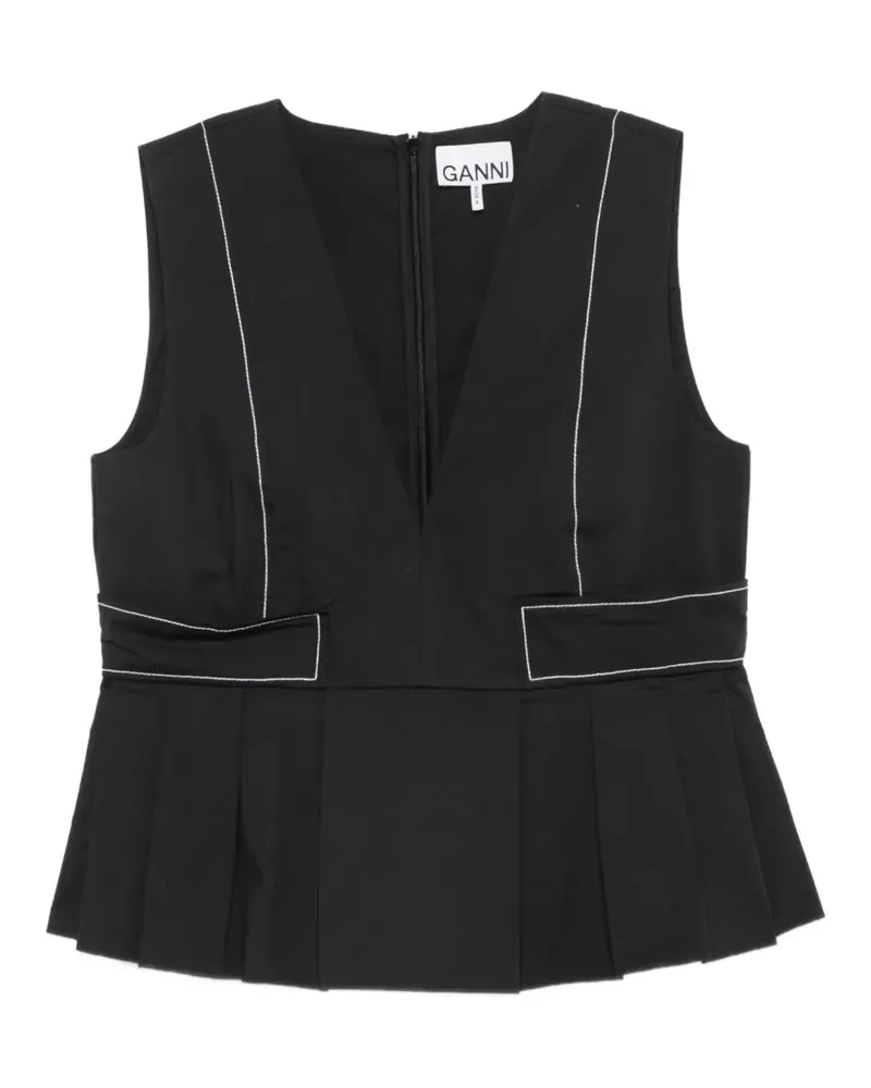 Ganni contrast-stitch blouse - Schwarz Schwarz