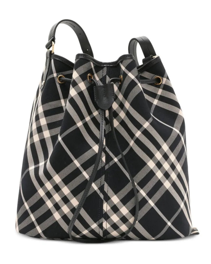 Burberry Mittelgroße Check Beuteltasche - Schwarz Schwarz