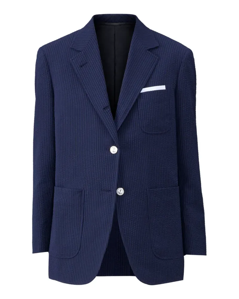 Thom Browne textured single-breasted blazer - Blau Blau