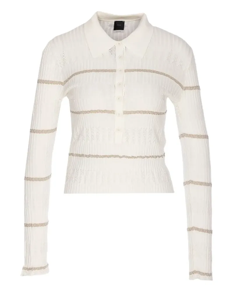 Pinko Geripptes Poloshirt mit Streifen - Weiß Weiß