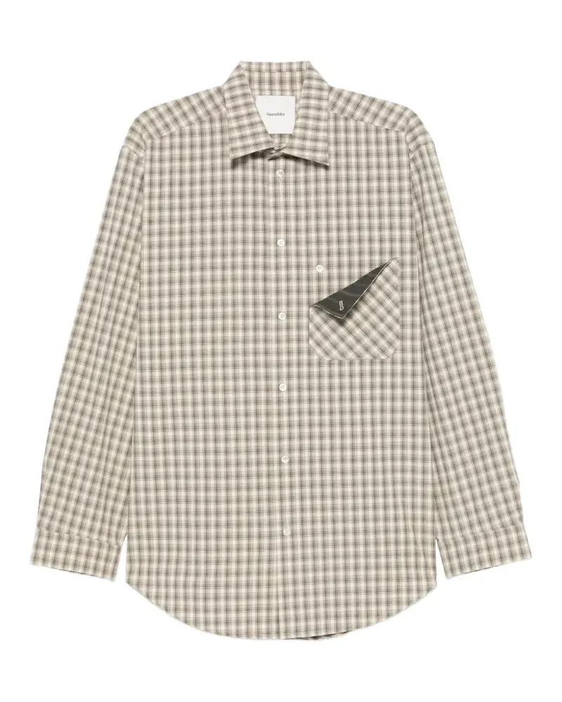 Nanushka check-print chest-pocket shirt - Nude Nude