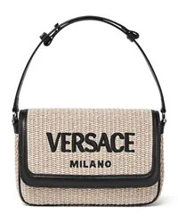 Versace Milano Umhängetasche aus Raffiabast Nude