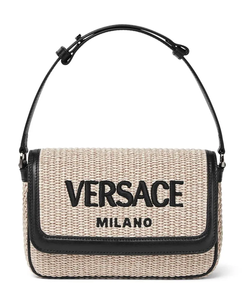 Versace Milano Umhängetasche aus Raffiabast - Nude Nude
