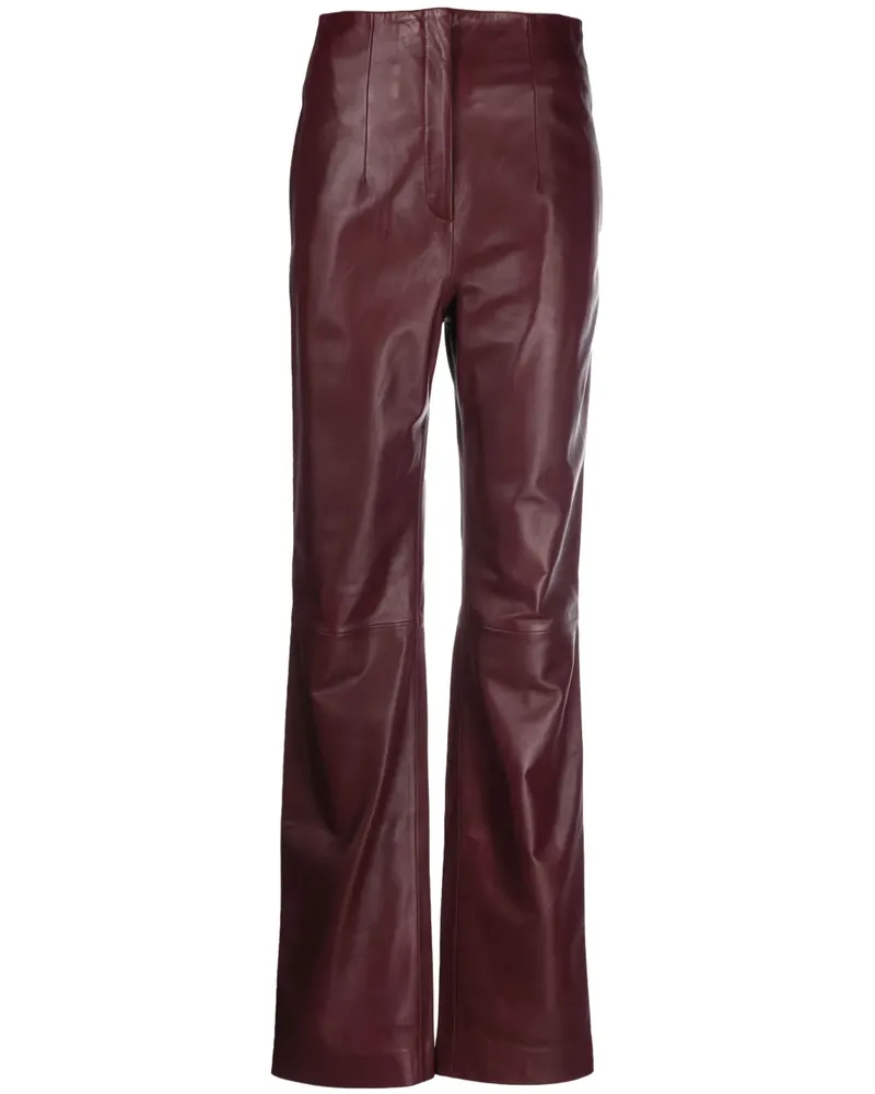 Alberta Ferretti Lederhose mit hohem Bund - Rot Rot