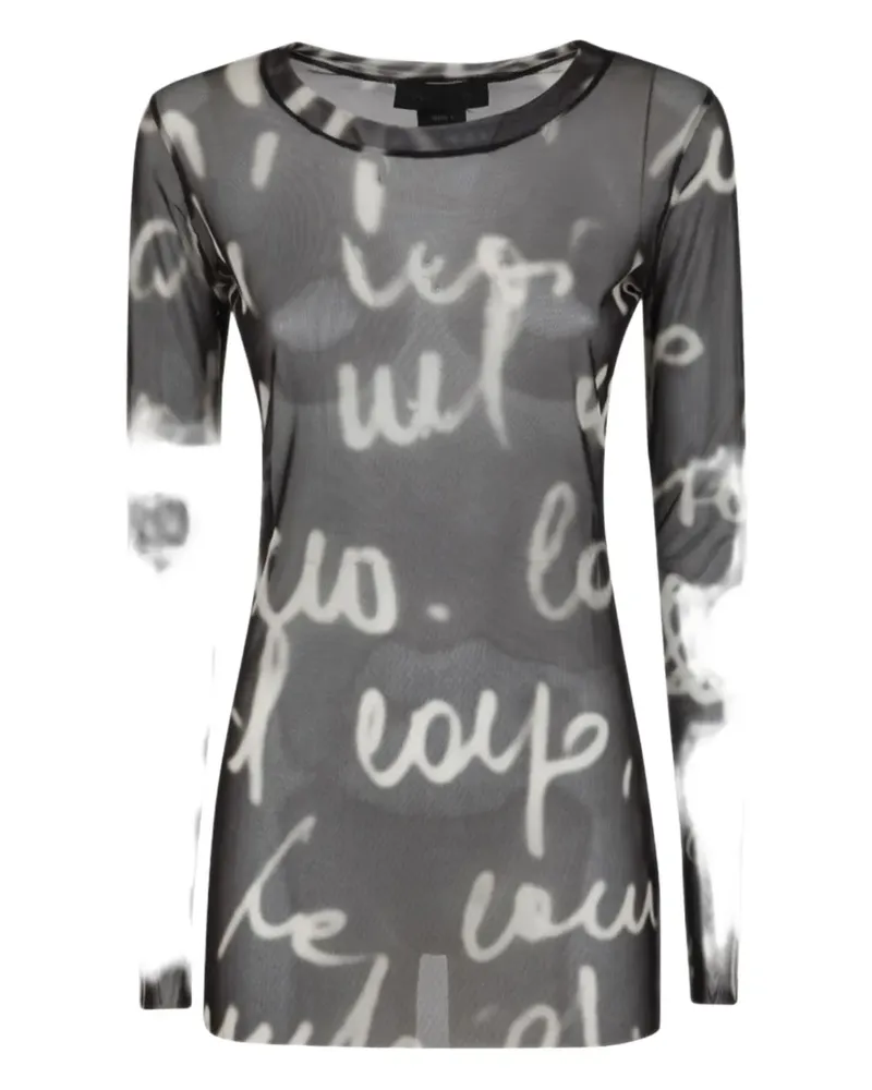 Maria Calderara text-print top - Schwarz Schwarz