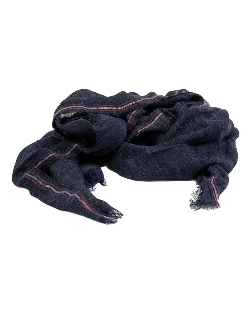 Brunello Cucinelli striped frayed scarf - Blau Blau