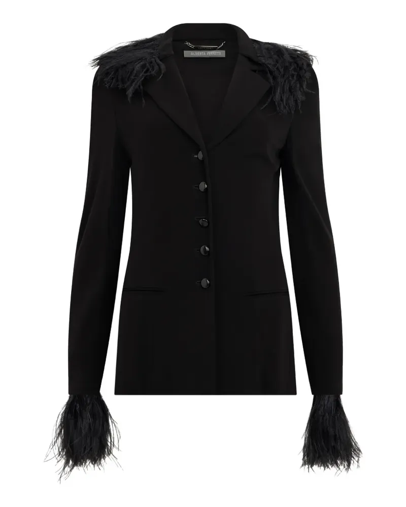 Alberta Ferretti Blazer mit Revers und Federbesatz - Schwarz Schwarz