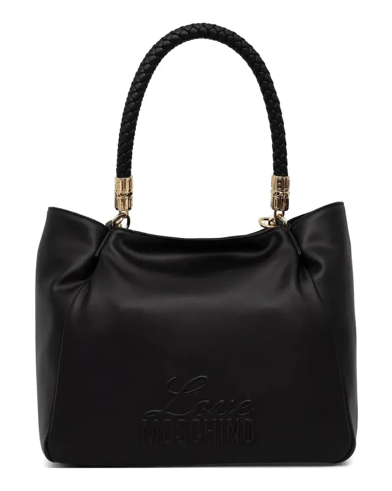 Moschino logo-detail braided-handle tote bag - Schwarz Schwarz