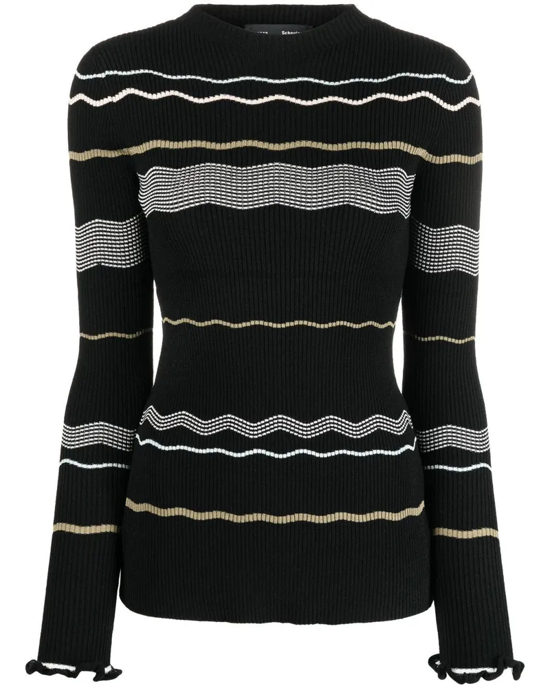 Proenza Schouler Gerippter Pullover mit Streifen Schwarz