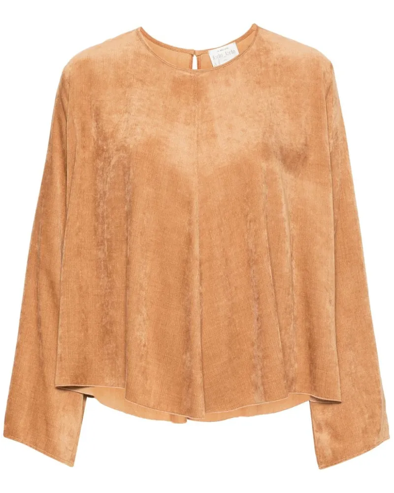 forte_forte Cordbluse mit rundem Ausschnitt - Braun Braun