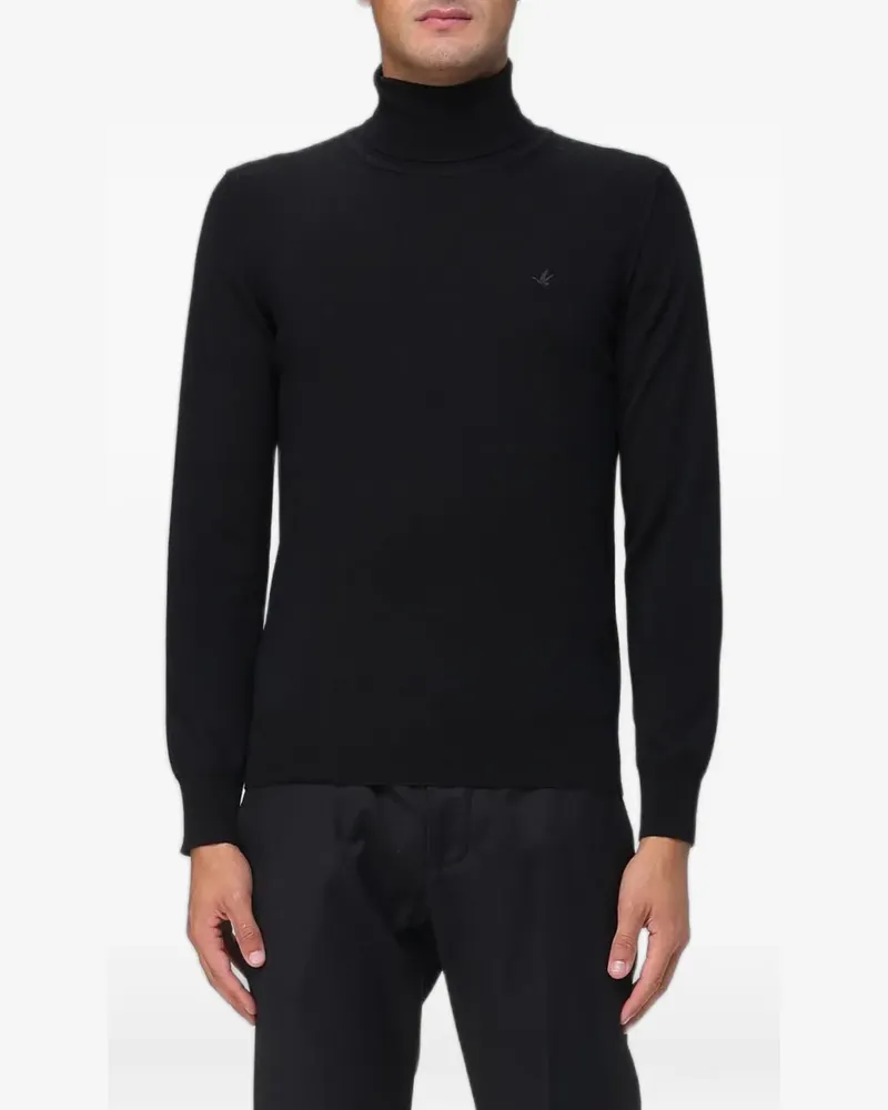 Brooksfield logo-embroidered roll-neck sweater - Schwarz Schwarz