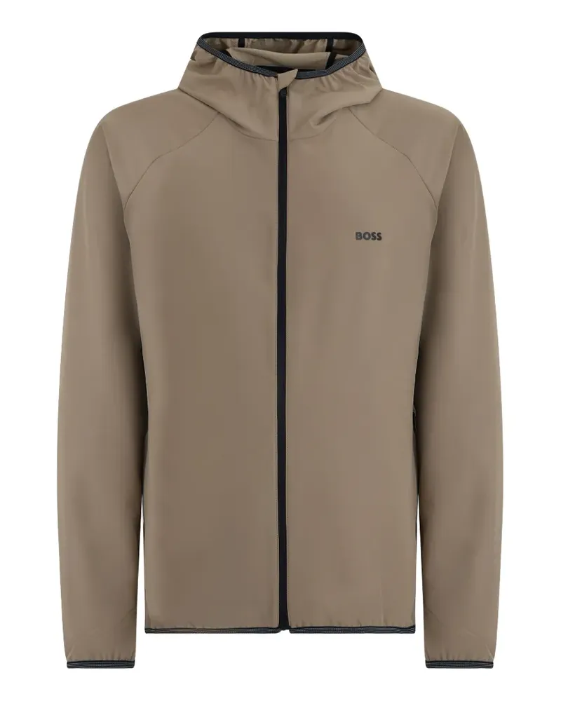 HUGO BOSS logo-print hooded jacket - Braun Braun