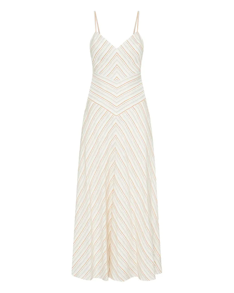 Anna Quan Gestreiftes Nara Camisole-Kleid mit V-Ausschnitt - Nude Nude
