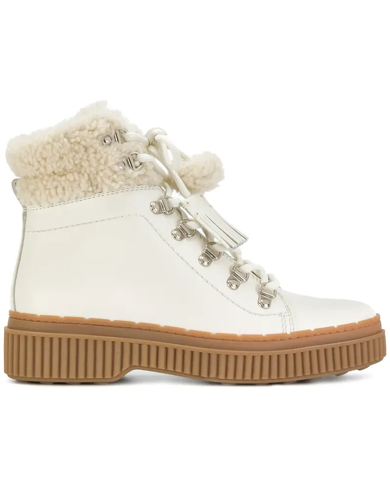 TOD'S Stiefeletten mit Shearling-Besatz - Weiß Weiß