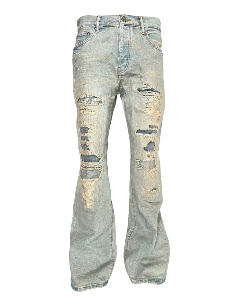 PURPLE BRAND P026 destroyed repair bootcut jeans - Blau Blau