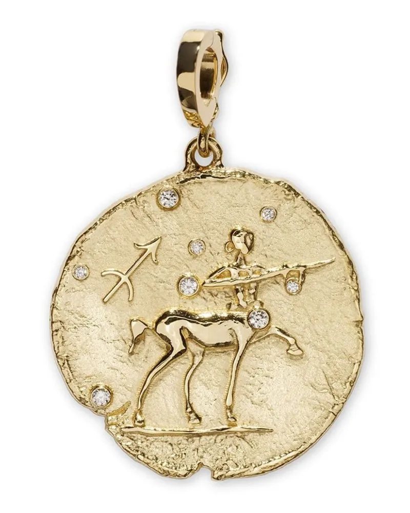 AZLEE Großer 18kt Of The Star Sagittarius Coin Gelbgoldanhänger Gold