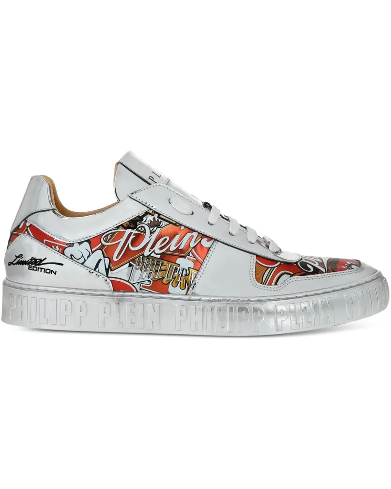 Philipp Plein Sneakers im Metallic-Look mit Adler-Print - Weiß Weiß