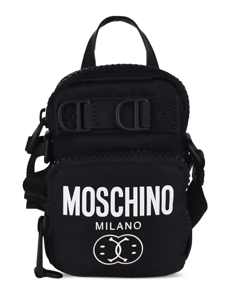 Moschino Kuriertasche mit Logo-Print - Schwarz Schwarz