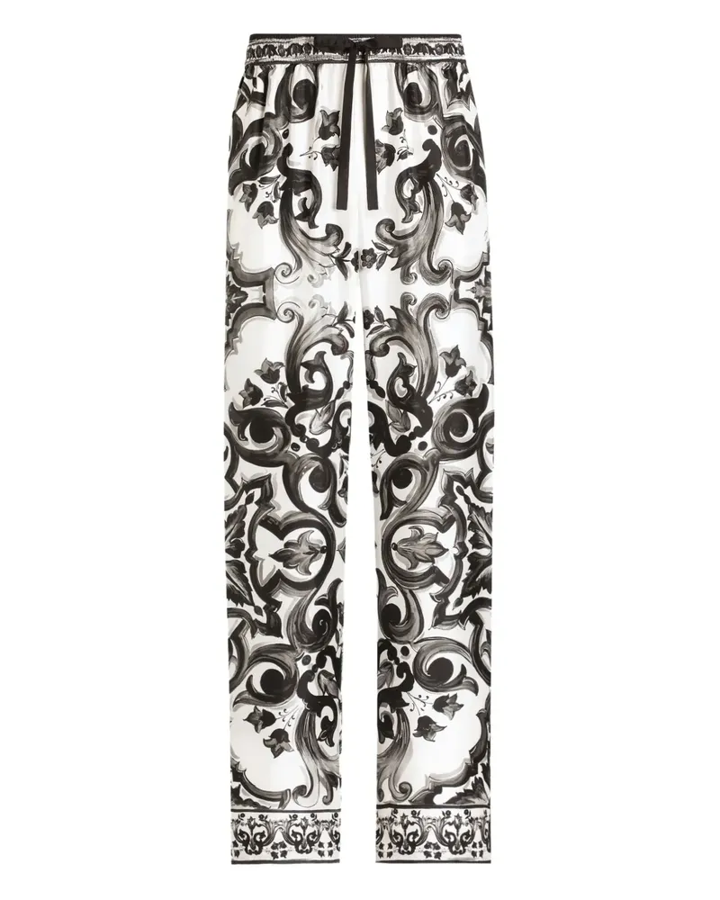 Dolce & Gabbana Hose mit Majolica-Print - Weiß Weiß