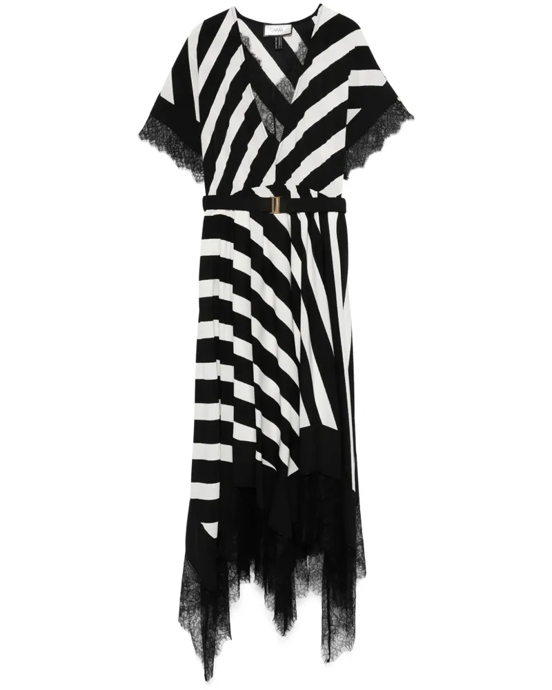 NISSA Gestreiftes Midikleid - Schwarz Schwarz