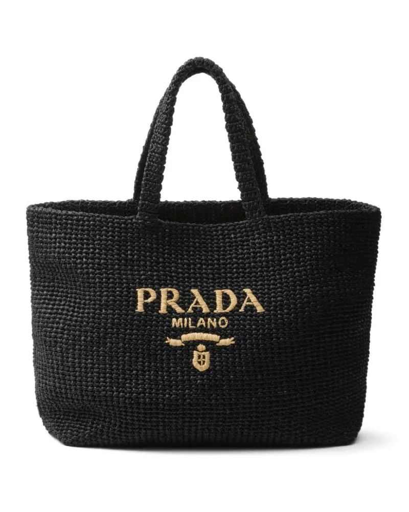 Prada Shopper mit Logo-Stickerei - Schwarz Schwarz