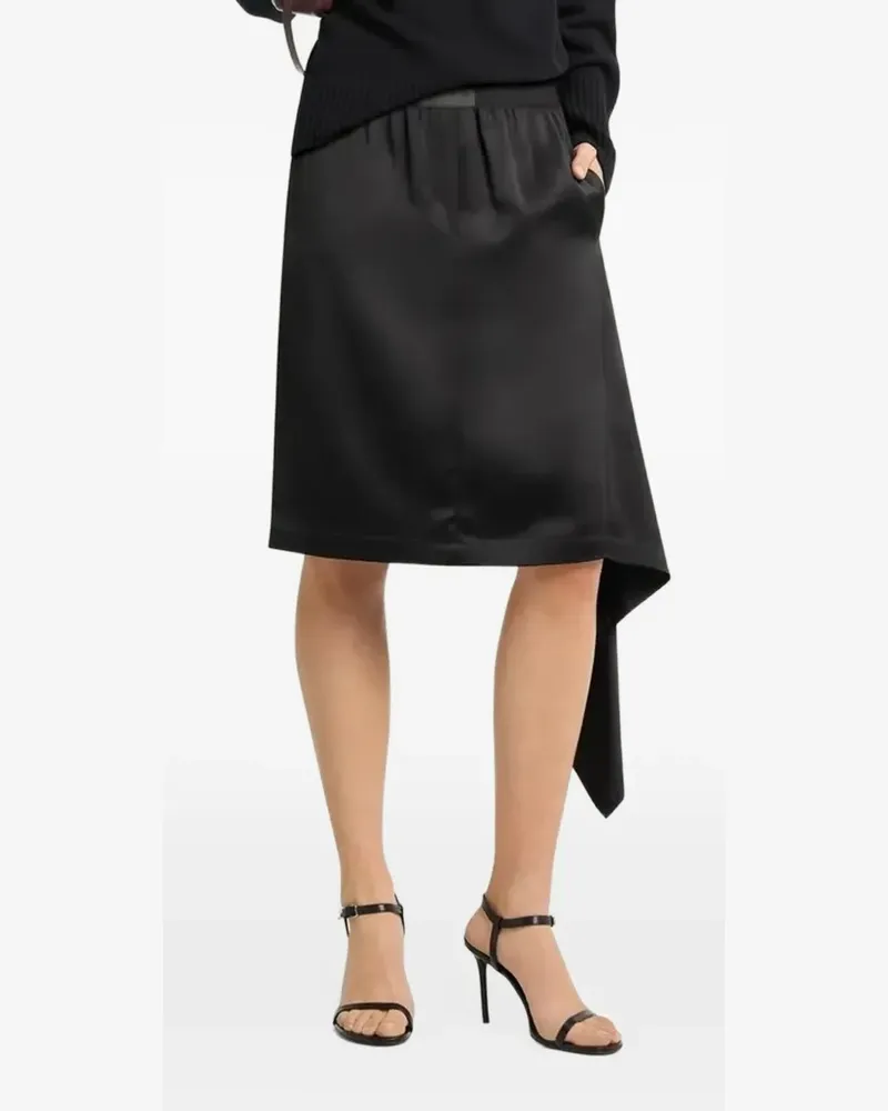 Courrèges Drapierter Satinrock - Schwarz Schwarz
