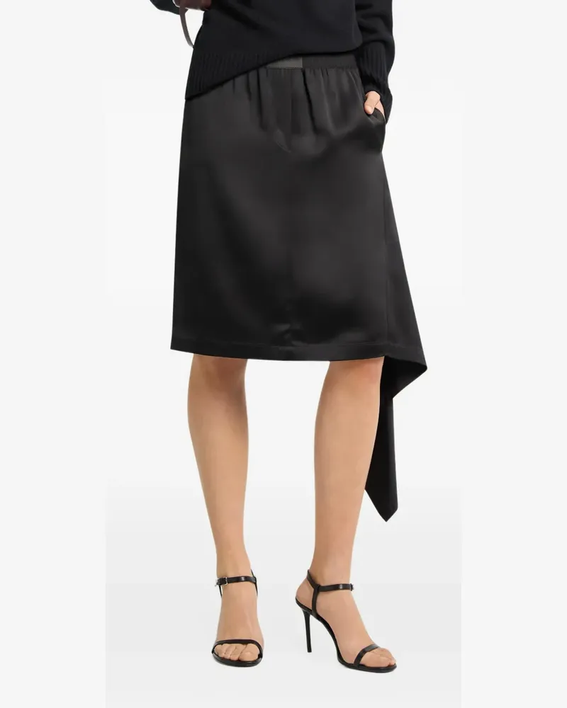 Courrèges Drapierter Satinrock - Schwarz Schwarz