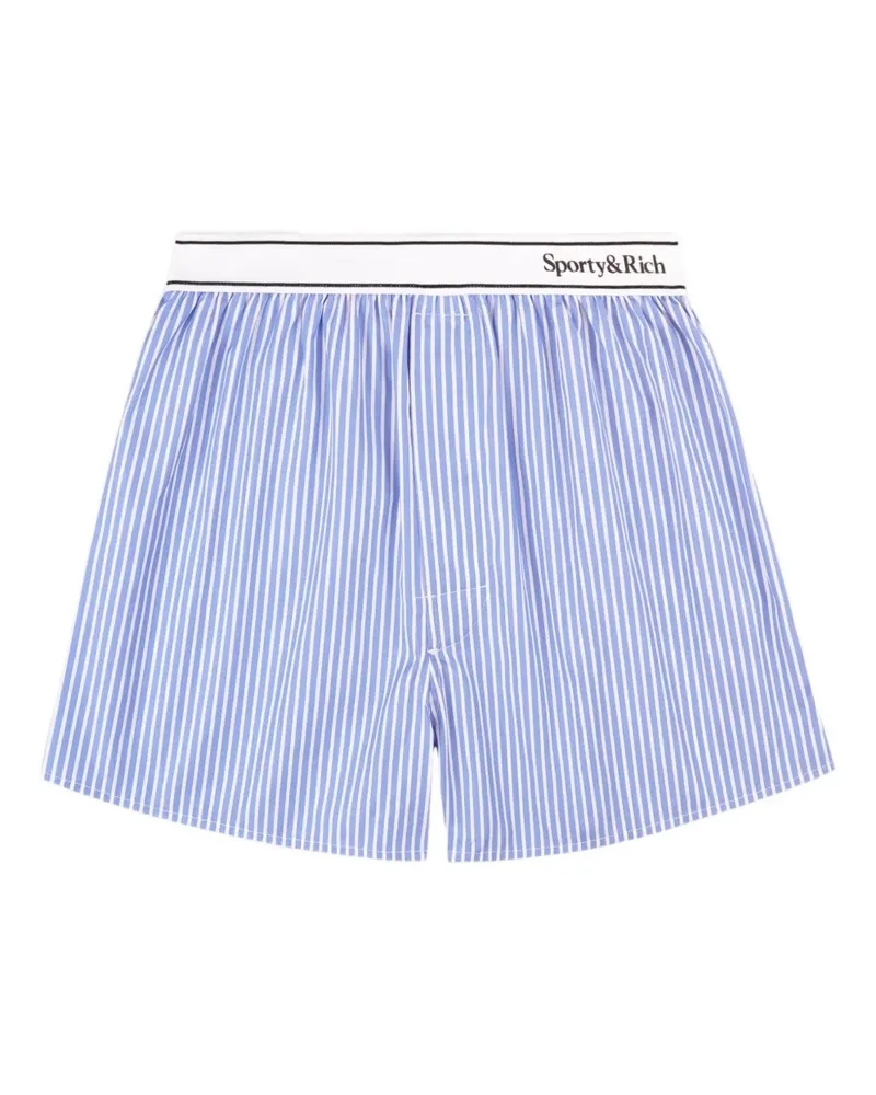SPORTY & RICH Serif logo striped boxer shorts - Blau Blau