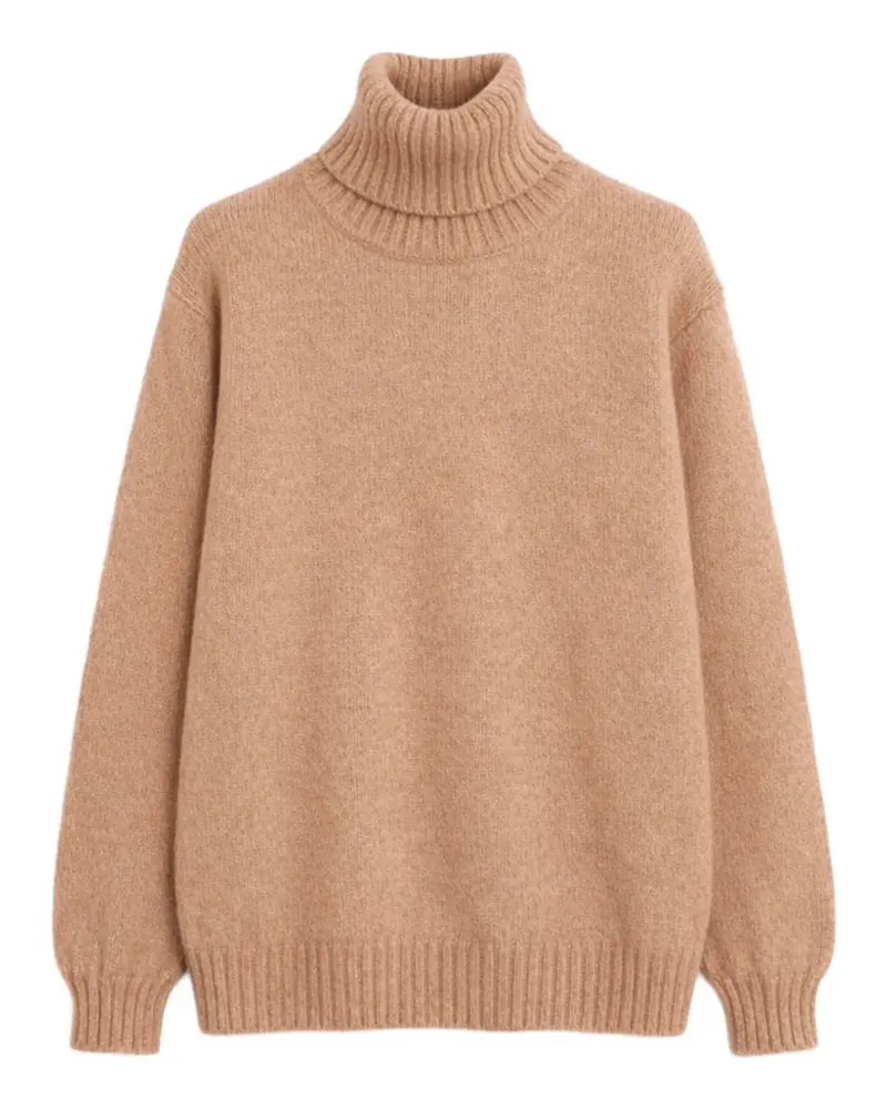 Fortela Shetland Rollkragenpullover aus Wollstrick - Nude Nude