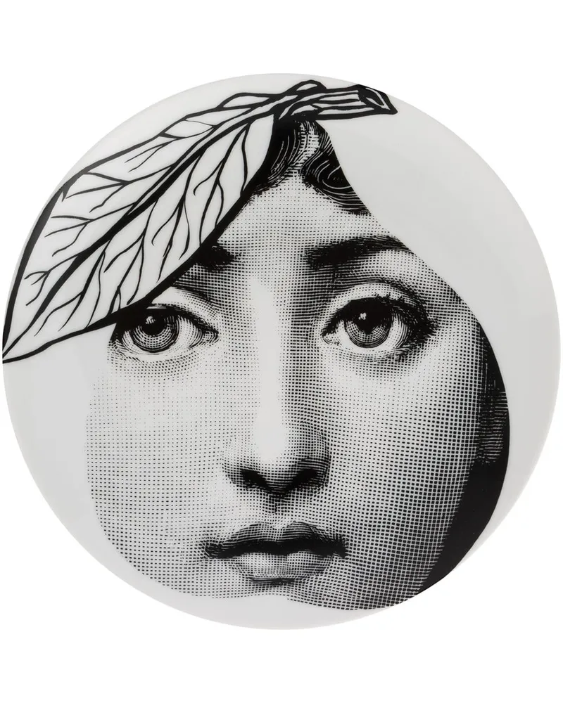 Fornasetti Teller mit Gesicht-Motiv Weiß