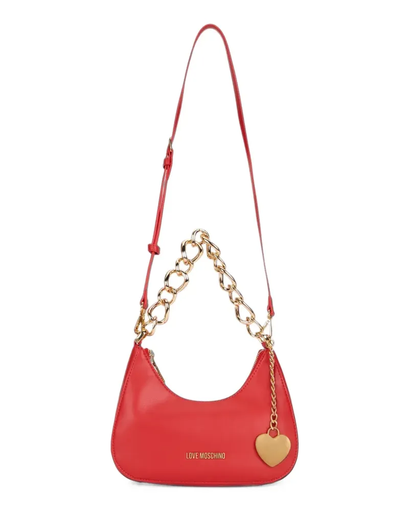 Moschino Schultertasche mit Herzanhänger und Kettenriemen - Rot Rot